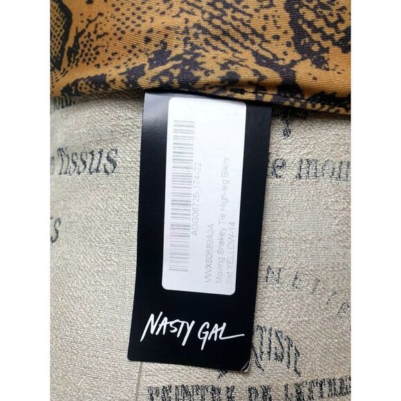 Nasty Gal Women's Sting Bikini Top L Snake Print Cut-Out Tie-Back Swimwear Beach - Picture 6 of 6